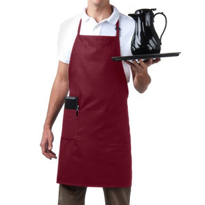 Bib Aprons-MHF Brand-1 Piece-new Spun Poly-Commercial Restaurant Kitchen- Adjustable-Full length-3 Pockets