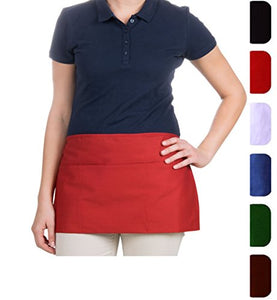 Waist Aprons with 3 Pockets-12"x23"-MHF Brand-1 Piece Pack-New Spun Poly-Restaurant or Home Kitchen