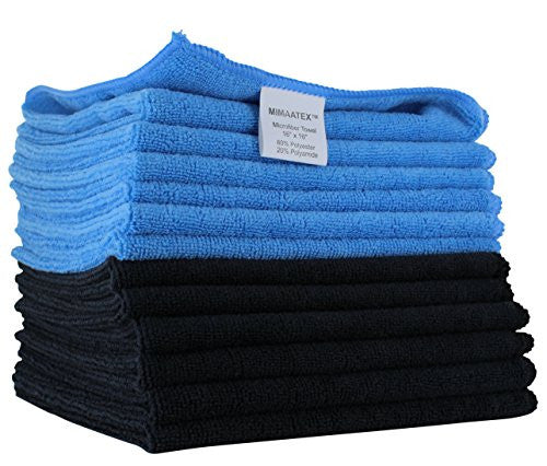 Microfiber Cleaning Towels By MIMAATEX-6 Pack-16x16 inches-300 GSM-Lint Free-Streak Free (Blue)