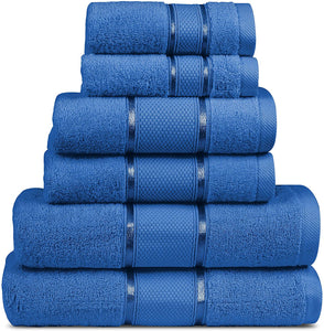 MIMAATEX 6 Pieces Towel Set Zero Twist Ultra Soft Long Staple Cotton- Set Includes-2 Bath, 2 Hand and 2 Wash Cloth (White)