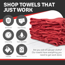 Shop Towels Red-Commercial/Industrial- 1000 piece box - NEW 100% Cotton