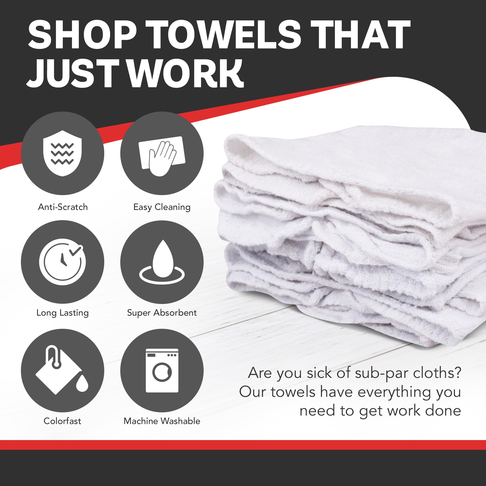 Cotton Homes 500pc Shop Towels Rags Bulk 12 x12 inch- Regenerated Cotton Multipurpose Cleaning Towels, Industrial Wiping Cloth, Paint Cloth, Bar