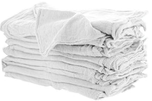100% White Cotton Shop Towels Industrial Shop Rags 14" X 14" - Pack of 1000 Pcs